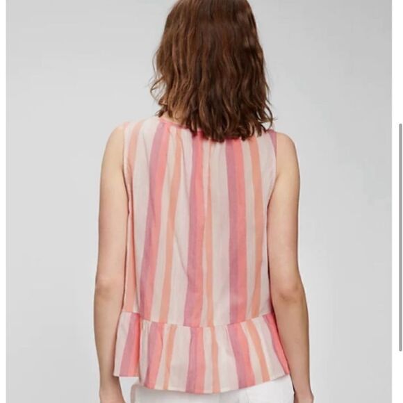 Gap Sleeveless Peplum Top Peach Multi Stripe NEW - Picture 9 of 9